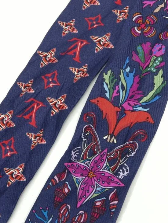 Louis Vuitton Scarf Bandeau BB Sea of Love Silk Navy Multicolor - Picture 4 of 9